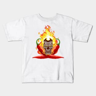 Skull Flame Head Pepper Lover Kids T-Shirt